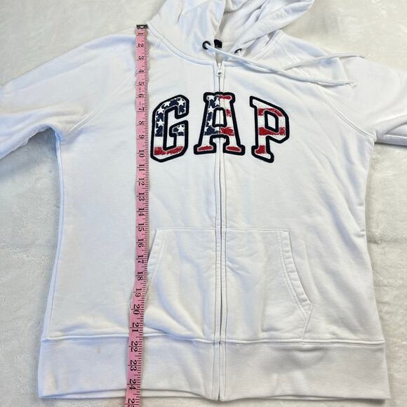 Gap White Red Blue Thermal lined Hooded zip up Sweatshirt patriotic size Large - Picture 4 of 10
